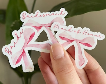Maid Of Honor Proposal Gift Idea For Maid Of Honor Sticker With Bow Pink Decal Proposal Box For Bridesmaid Sticker Coquette Trendy Decal Bow
