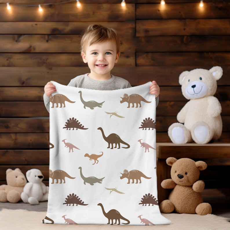 Kids Dinosaur Blanket Child Minky for Baby Dinosaur Blanket Boy Gift