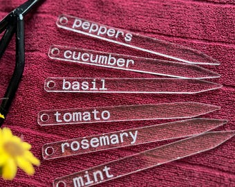Acrylic Garden Markers Frosted Plant Labels Personalized Herb Stakes Custom Garden Tags Modern Decor Gift for Mom Gardeners Outdoor - Indoor