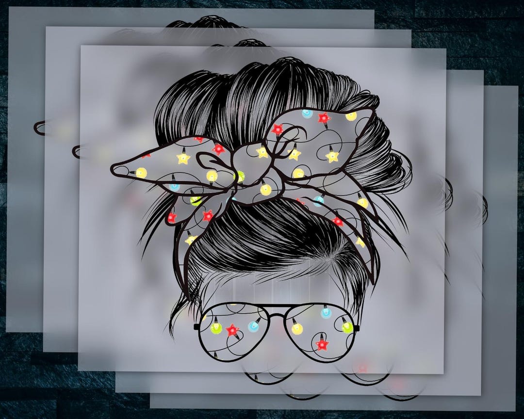 Messy Bun Christmas Lights Hair Design Sunglasses Hairband Art