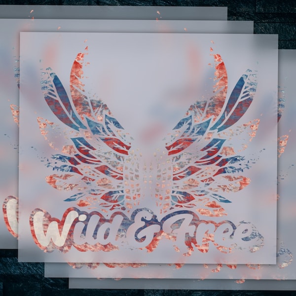 Wild and Free Patriotic 4th of July Wings Design, Heat Transfer Ready-to-Press, DTF for Etsy Shop