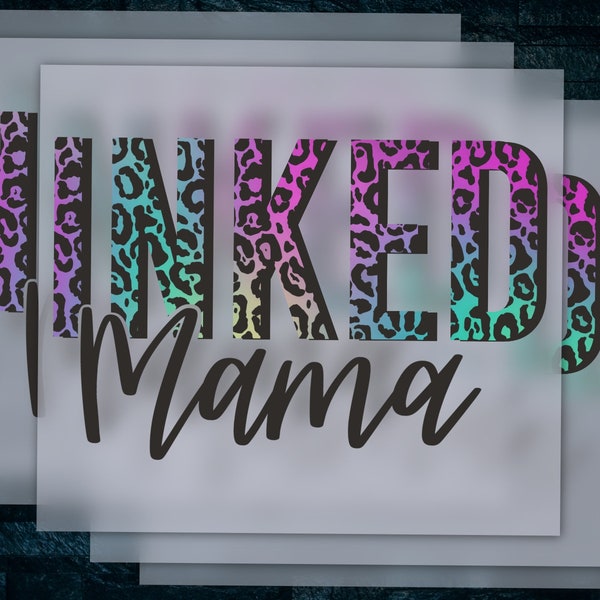 Inked Mama Leopard Pattern Shirt - Tattoo Mom Lifestyle, Mother's Day Special, Ready for Heat Transfer, DTF, Optimal for Pressing