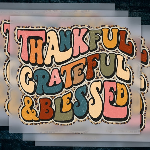 Blessed and Grateful Leopard DTF Heat Transfer, Fall Thanksgiving Ready-to-Press Design