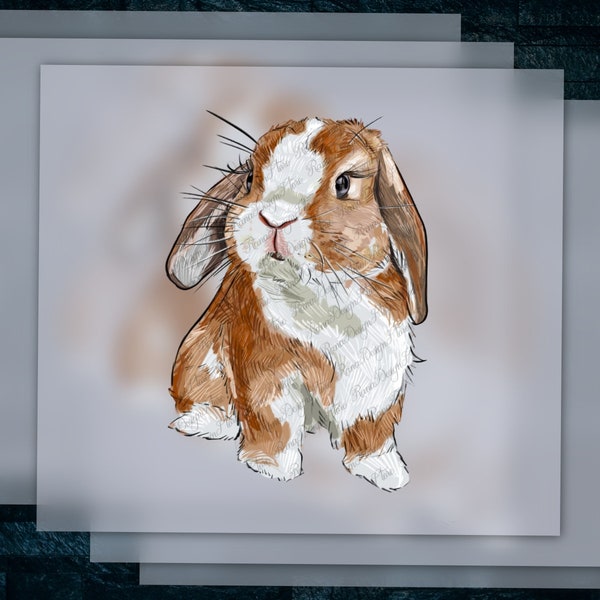 Adorable Hand Drawn Bunny Design, Rabbit Animal Art, Ready to Press, DTF Heat Transfer, Etsy Shop Listings