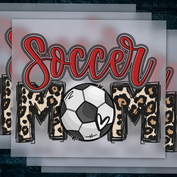 Red DTF Soccer Mom Heat Transfer - Press Ready, Ideal for Clothes Decoration