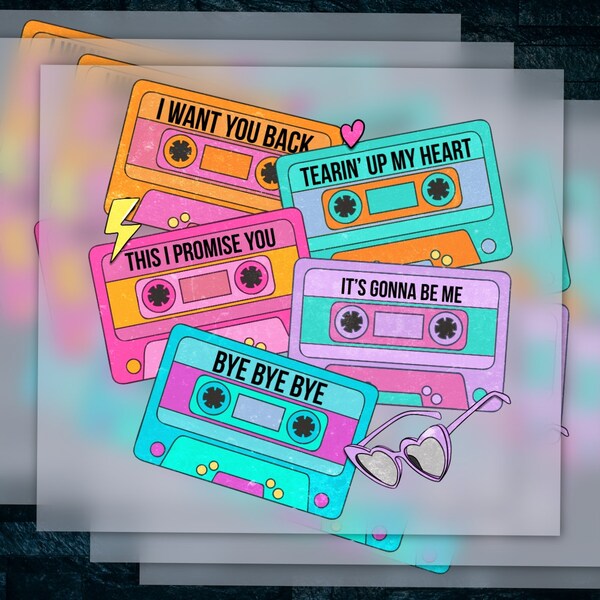 Retro 90s Boy Band Cassette Tapes Design | For T-Shirts, Heat Transfers, Ready to Press, DTF, Vintage Design