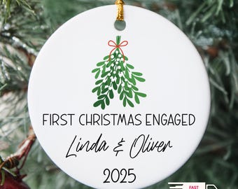 Personalized Engagement Ornament, First Christmas Engaged Keepsake