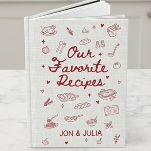 Personalized Couples Recipe Book, Custom Name Family Cookbook, Newlywed Wedding Gift Cooking Journal image 6