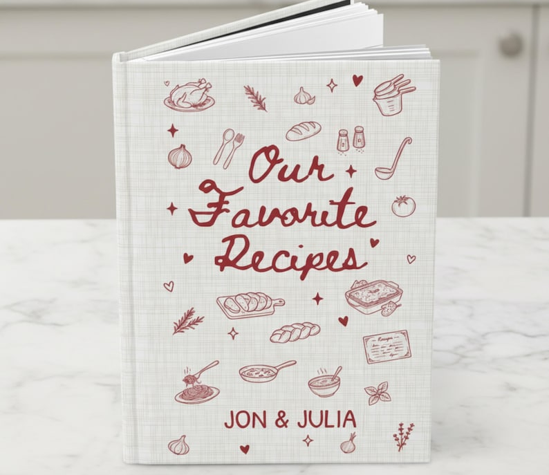 Personalized Couples Recipe Book, Custom Name Family Cookbook, Newlywed Wedding Gift Cooking Journal image 6