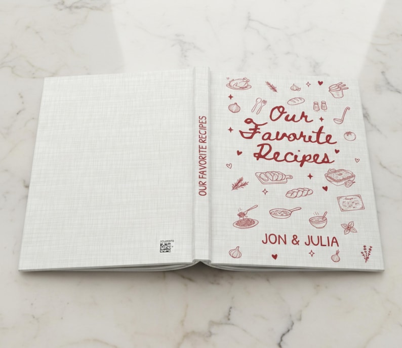 Personalized Couples Recipe Book, Custom Name Family Cookbook, Newlywed Wedding Gift Cooking Journal image 5