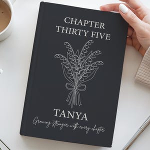 Chapter 35 Personalized Name Journal, 35th Birthday Gift for Her, Custom Birth Flower Notebook