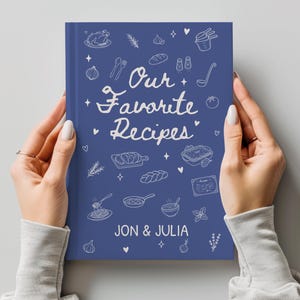 Personalized Couples Recipe Book, Custom Name Family Cookbook, Newlywed Wedding Gift Cooking Journal image 2