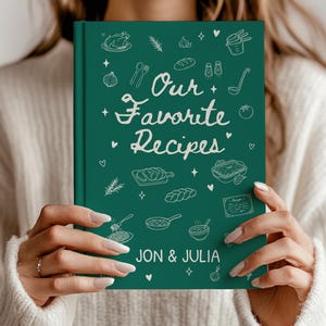 Personalized Couples Recipe Book, Custom Name Family Cookbook, Newlywed Wedding Gift Cooking Journal image 4