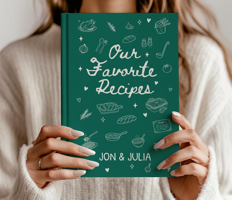 Personalized Couples Recipe Book, Custom Name Family Cookbook, Newlywed Wedding Gift Cooking Journal image 4