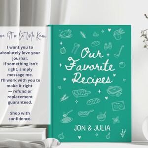 Personalized Couples Recipe Book, Custom Name Family Cookbook, Newlywed Wedding Gift Cooking Journal image 7