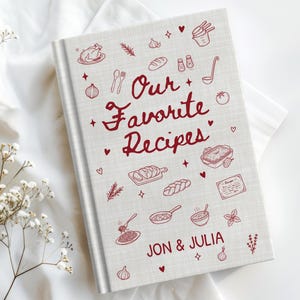 Personalized Couples Recipe Book, Custom Name Family Cookbook, Newlywed Wedding Gift Cooking Journal image 1