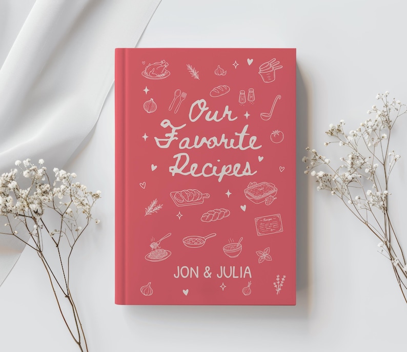 Personalized Couples Recipe Book, Custom Name Family Cookbook, Newlywed Wedding Gift Cooking Journal image 3