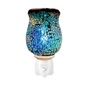 S2 Mosaic Plug in Wax/Oil Warmer Electric Night Light Aromatic Home Fragrance Aroma Crackle Blue