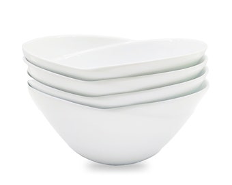 Ceramic Haven Set of 4 White Porcelain Serving Bowls for Pasta Side Dishes Salad Dinnerware Microwave Dishwasher Safe