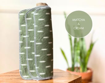 Toallas de papel de algodón reutilizables - Matcha y crema