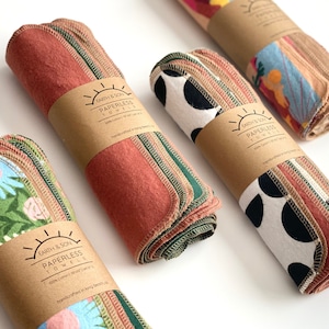Toalhas de papel reutilizáveis, ecológicas, toalhas de papel de pano, presente sustentável, toalha de papel moderna - conjunto de 12, conjunto de 6, conjunto de 4