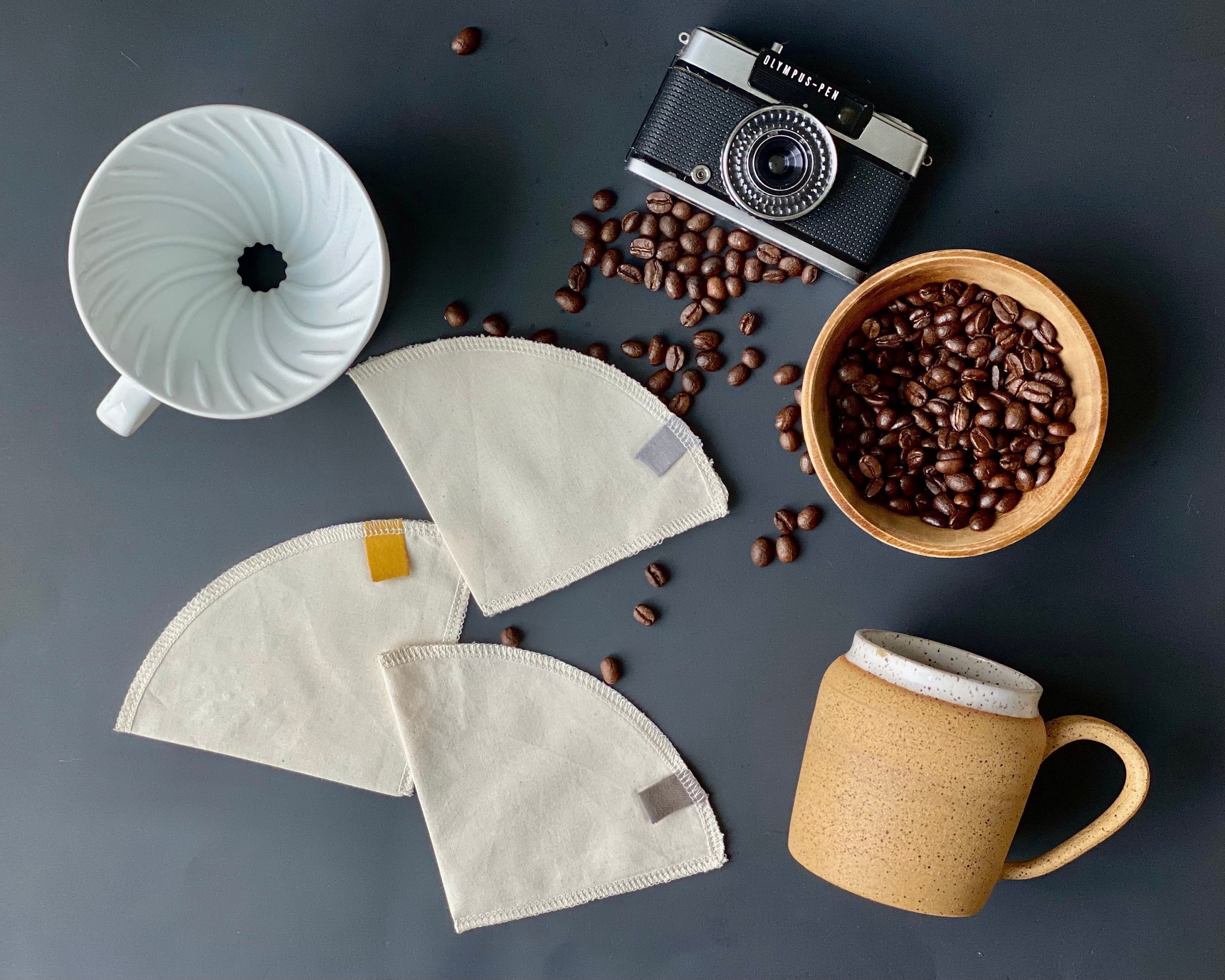 filtre à café en tissu, cadeau pour amateur de coton biologique, respectueux l'environnement, filtre no 2