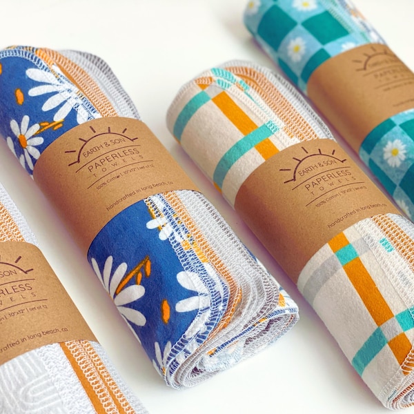 Toallas de papel reutilizables de franela de algodón: toallas ecológicas sin papel