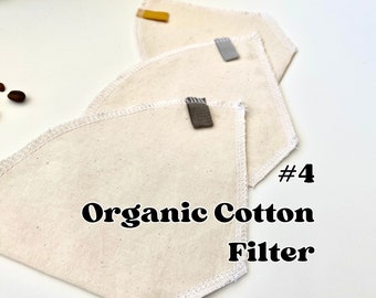 Filtro de café n.° 4, algodón orgánico, reutilizable, regalo para amantes del café