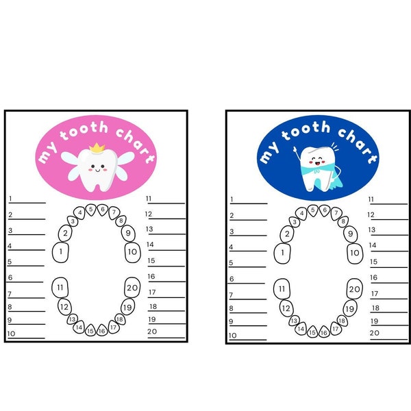 Tooth Chart for children to keep track of lost teeth | Tooth Fairy Chart | Kids Missing Teeth Tracker | Milestone Marker for Kids