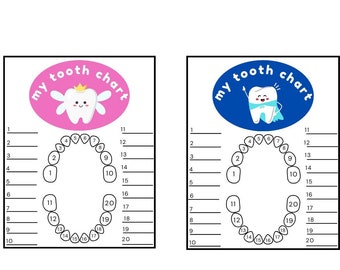 Tooth Chart for children to keep track of lost teeth | Tooth Fairy Chart | Kids Missing Teeth Tracker | Milestone Marker for Kids