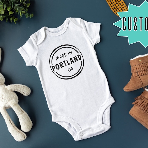 Personalized baby bodysuit | Made In baby onesie | state and city baby shirt | custom baby t-shirt | personalized baby shower bodysuit |