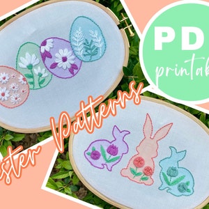 Easter Embroidery Patterns | Easter Egg Embroidery | Floral Easter Egg Embroidery Design | Easter Bunny Embroidery Pattern | Spring Pattern