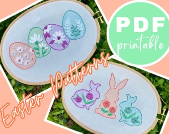 Easter Embroidery Patterns | Easter Egg Embroidery | Floral Easter Egg Embroidery Design | Easter Bunny Embroidery Pattern | Spring Pattern