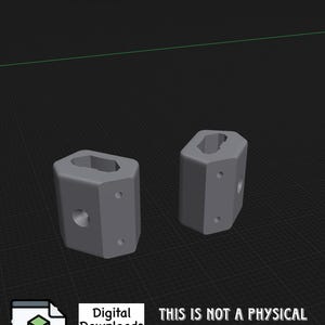 以下が含まれることがあります： 3Dプリントされた灰色のプラスチック製のコーナーブラケット2個。ブラケットはコーナーで使用するために設計されており、中央にネジまたはボルト用の穴があります。