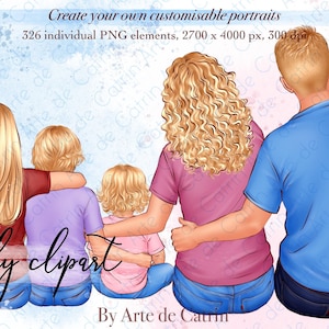 Sitzende Familie Clipart Schöpfer, Familienkarte, Vatertag Clipart, Muttertag Clipart, anpassbare Clipart, Eltern und Kinder Clipart