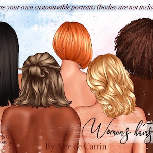 Peinados de mujer, imágenes prediseñadas de cabello, PNG de cabello natural, paquete de imágenes prediseñadas de cabello, imágenes prediseñadas de peinados femeninos personalizados, imágenes prediseñadas personalizadas, personalizables
