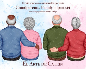Cozy Autumn Couple Creator Part 3, Grandparents clipart, Customizable, PNG, Family Clipart, Relationship Clipart, Valentine's Day, Romantic