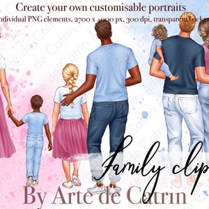 Großer Familien-Look Clipart-Designer, Vatertags-Clipart, Muttertags-Clipart, Familie, Eltern und Kinder, anpassbar, PNG