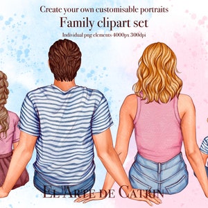 Créateur de clipart famille, clipart fête des pères, fête des mères, clipart famille assis, Parents et enfants, personnalisable, PNG