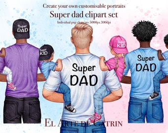 Imágenes Prediseñadas de Super papá, imágenes prediseñadas del mejor papá, imágenes prediseñadas familiares, papá e hijos, imágenes prediseñadas del día del padre, papá e hija, papá e hijo, personalizable, PNG