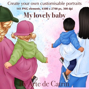 Meu lindo clipart de bebê, mãe com bebê, melhor clipart de mãe, clipart de dia das mães, mãe e filha, mãe e filho, PNG, ideias para presentes, faça você mesmo