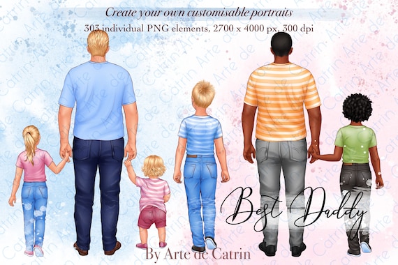 Best Daddy Clipart, Dad and Children Clipart, Father's Day Clipart, Dad And Daughter, Dad & Son, Family Look Creator, Customizable, PNG, DIY