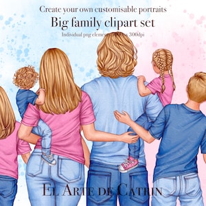 Große Familie Clipart, meine Familie Clipart, unsere Familie Clipart, DIY Portrait Schöpfer, Eltern und Kinder, anpassbar, PNG, benutzerdefinierte Menschen