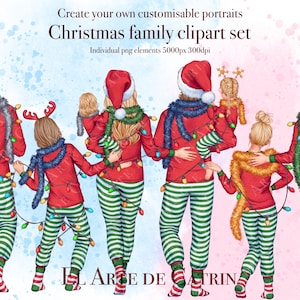 Big Christmas Family Clipart, My Family Clipart, Our Family Clipart, DIY Family Portrait Creator, DIY Christmas Card, Back View People