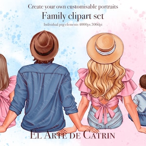 Sommer Familie Clipart, DIY Familien Porträt, Sitzen Familie Clipart Schöpfer, Vatertag Clipart, Muttertag Clipart
