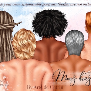 Imágenes Prediseñadas de peinados para hombres, PNG de cabello natural, paquete de imágenes prediseñadas de cabello, peinado afro, cabello pintado, imágenes prediseñadas de peinados masculinos personalizados, personalizables