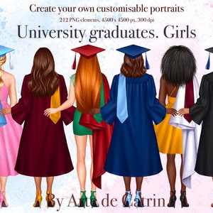 Imágenes prediseñadas de graduados universitarios, imágenes prediseñadas de niñas de graduación, sublimación, PNG, creador de retratos de bricolaje, regalo de graduación, graduados 2023