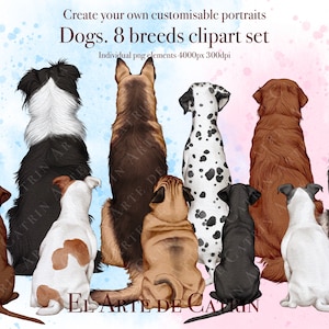 Сlipart de cães e raças, Dog Mom PNG, Vista traseira de cães, Gráficos personalizáveis para cães, Dachshund, Collie, Pastor, Retriever, Jack Russel, Pug