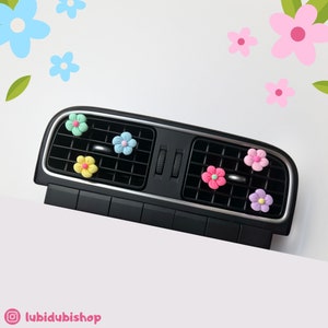 Flowers Car Vent Clips 6pcs Car Accessories Decor Car Charms Kawaii Resin Figurines Aesthetic New Driver Gift For Her Lubidubi