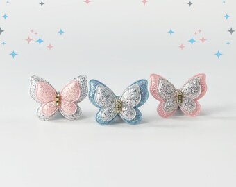 HOBBIESAY 6 clip per bocchetta di ventilazione auto a forma di farfalla, 3 colori, deodorante per auto, decorazione con strass glitterati, decorazione per auto, sala da pranzo, camera da letto, bar